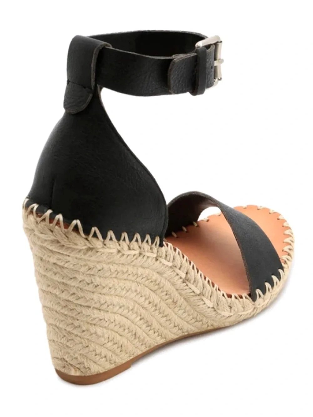 Dolce Vita Noor Black Espadrille Wedge Sandals with Ankle Strap NWB